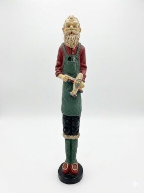 Vintage Style 11.5" Santa Figurine w/ Toy Airplane Holiday Decor